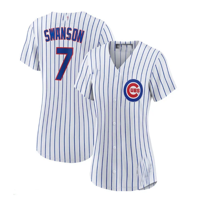 Chicago Cubs #7 Dansby Swanson Home Replica Player Jersey - White Royal Baseball Jerseys-NBA Classic Team Jerseys -