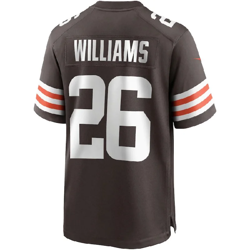 C.Browns #26 Greedy Williams Brown Game Player Jersey Stitched American Football Jerseys-NFL Lightweight Football Jerseys -