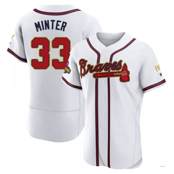 Atlanta Braves #33 A.J. Minter Gold White 2022 Program Jersey Stitches Baseball Jerseys-NBA Retro Basketball Jerseys -