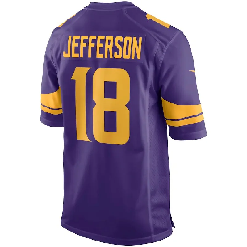 MN.Vikings #18 Justin Jefferson Purple Alternate Game Jersey Stitched American Football Jerseys-NFL Customizable Football Jerseys -