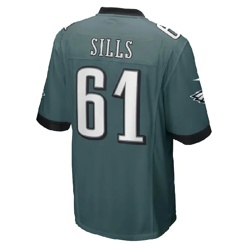 P.Eagles #61 Josh Sills Midnight Green Game Player Jersey Stitched American Football Jerseys-NFL Supporter Jerseys -