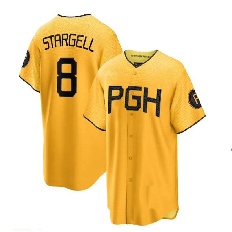 Pittsburgh Pirates #8 Willie Stargell 2023 City Connect Replica Player Jersey - Gold Baseball Jerseys-NBA Lightweight Basketball Jerseys -