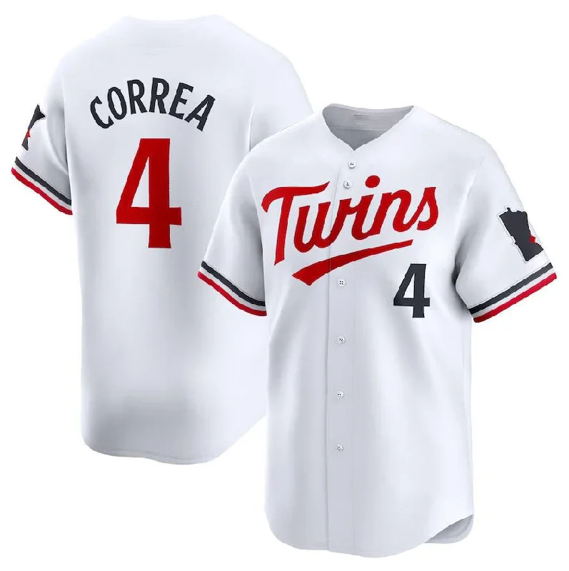 Minnesota Twins #4 Carlos Correa White Home Limited Player Baseball Jersey-NBA Autographed Jerseys -