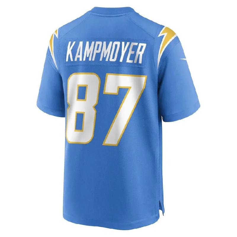 LA.Chargers #87 Hunter Kampmoyer Powder Blue Game Player Jersey Stitched American Football Jerseys-NFL Vapor Limited Jerseys -