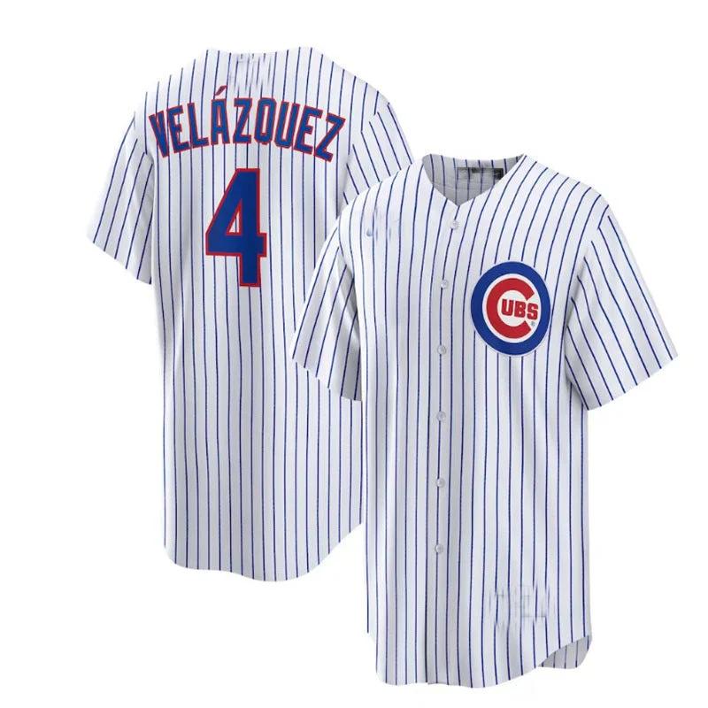 Chicago Cubs #4 Nelson Vel¨¢zquez Home Replica Player Jersey - White Baseball Jerseys-NBA Throwback Jerseys -