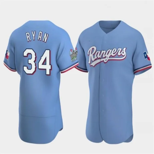 Los Angeles Dodgers #34 Nolan Ryan Blue Home Authentic Patch Jersey Baseball Jerseys-NBA Sportswear Jerseys -