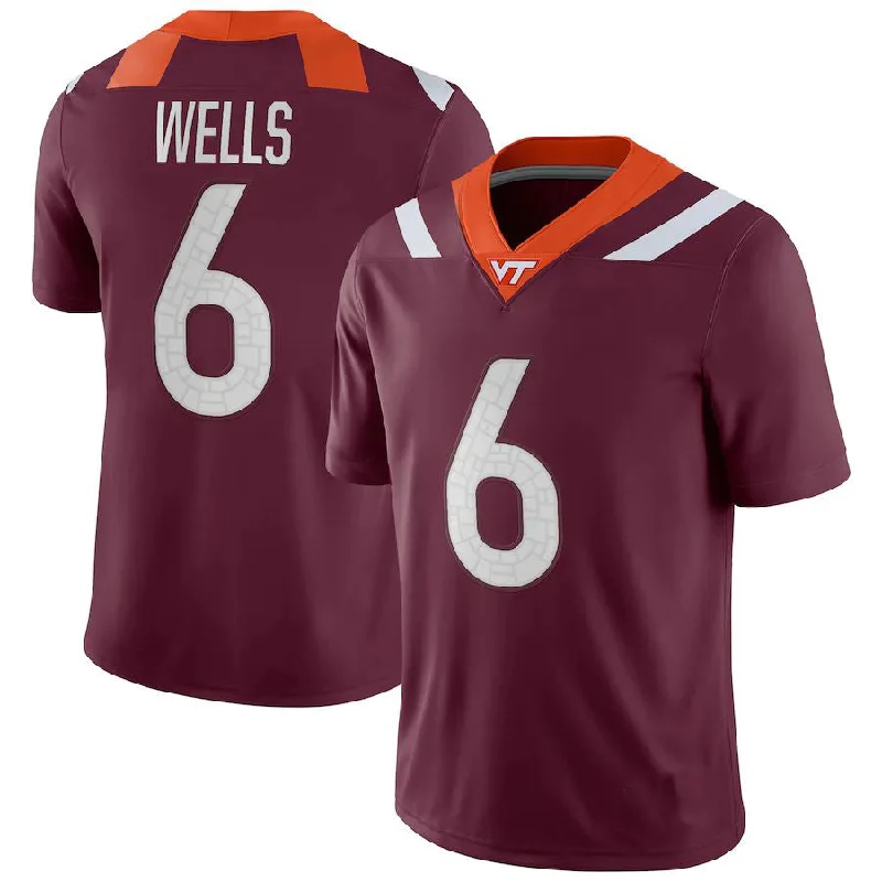 V.Tech Hokies #6 Grant Wells NIL Replica Football Jersey Maroon Stitched American College Jerseys-NBA All-Star Game Jerseys -