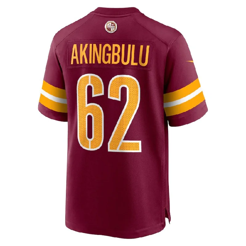 W.Commanders #62 Alex Akingbulu Burgundy Game Player Jersey Stitched American Football Jerseys-NFL Performance Football Jerseys -