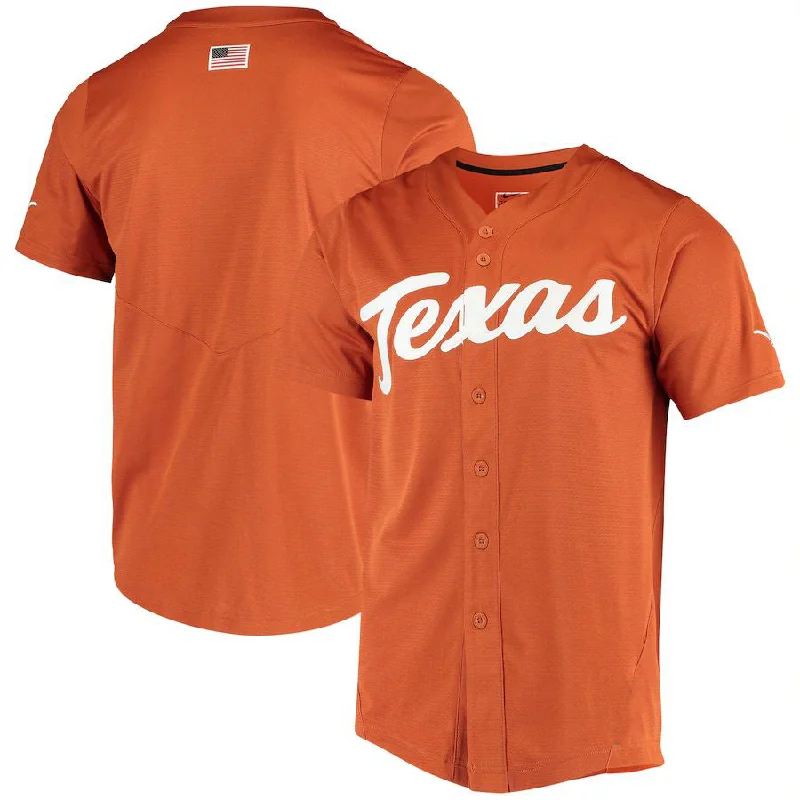 T.Longhorns Vapor Untouchable Elite Replica Full-Button Baseball Jersey Texas Orange Stitched American College Jerseys-NBA Men's Authentic Jerseys -