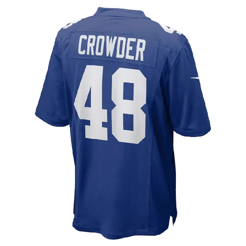 NY.Giants #48 Tae Crowder Royal Team Game Jersey Stitched American Football Jerseys-NFL Game-Worn Jerseys -