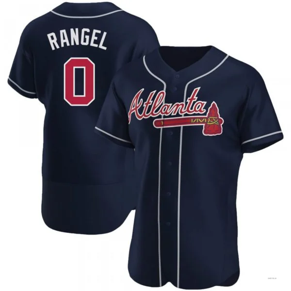 Atlanta Braves #0 Alan Rangel Navy Alternate Jersey Stitches Baseball Jerseys-NBA Official Game Jerseys -