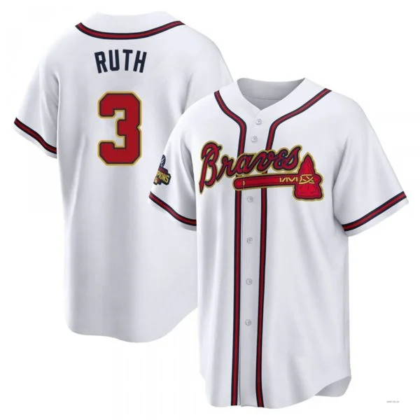 Atlanta Braves #3 Babe Ruth Gold White 2022 Program Jersey Stitches Baseball Jerseys-NBA Road Jerseys -