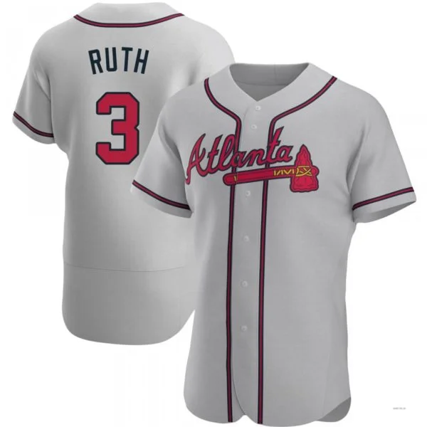 Atlanta Braves #3 Babe Ruth Gray Road Jersey Stitches Baseball Jerseys-NBA Men's Authentic Jerseys -