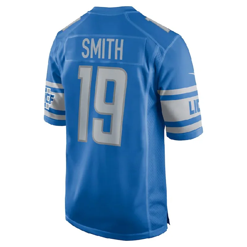 D.Lions #19 Saivion Smith Blue Player Game Jersey Stitched American Football Jerseys-NFL Stylish Football Jerseys -