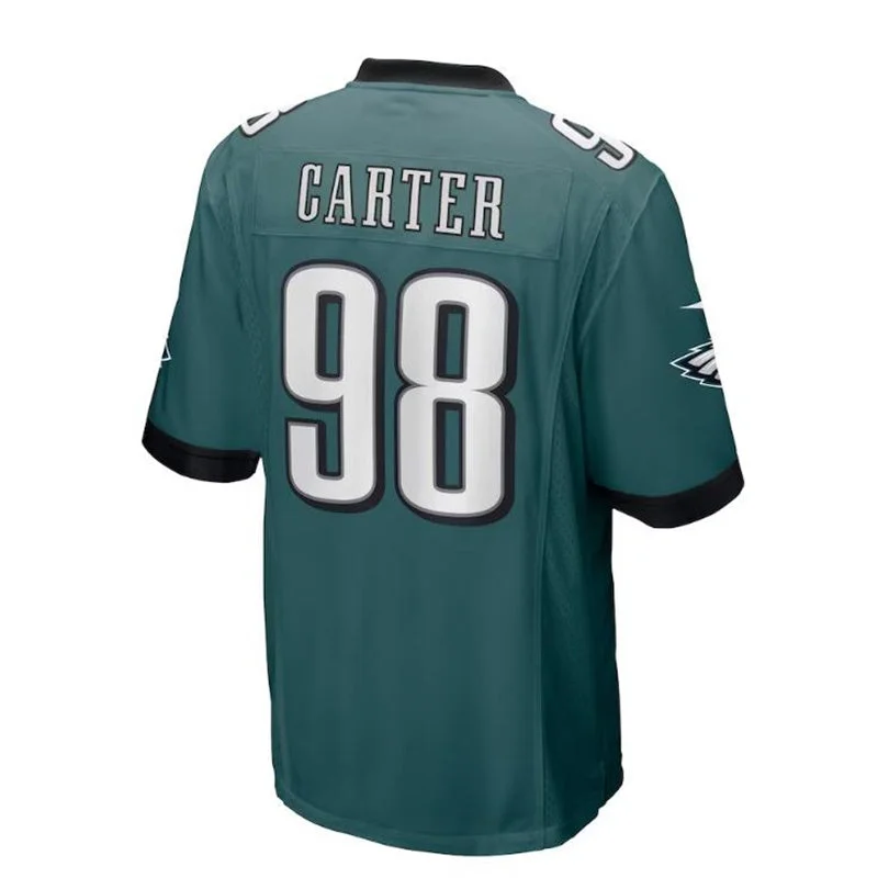 P.Eagles #98 Jalen Carter 2023 Draft First Round Pick Game Jersey - Midnight Green Stitched American Football Jerseys-NFL Super Bowl Jerseys -