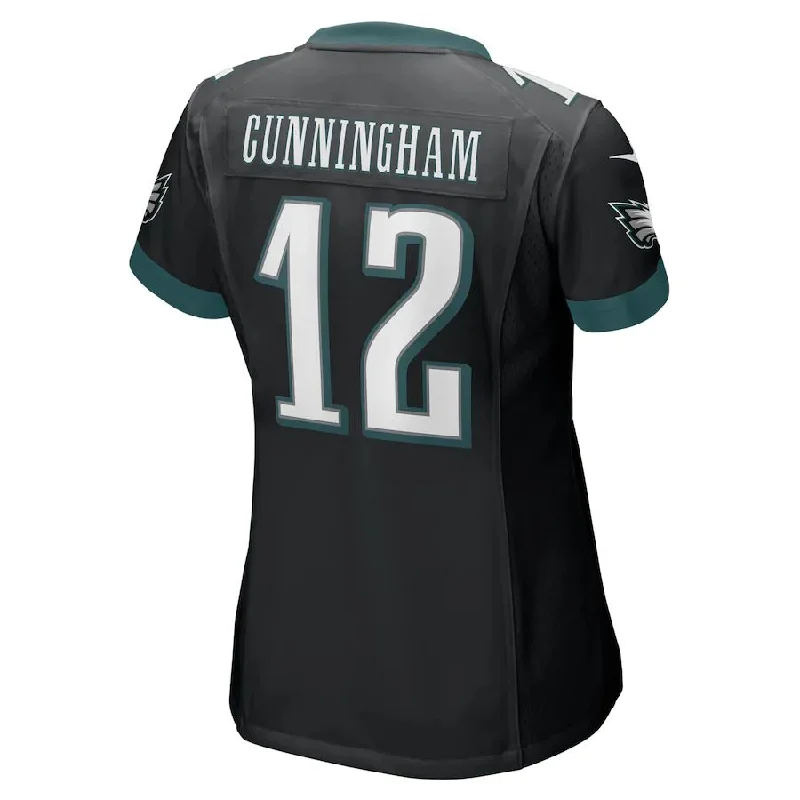 P.Eagles #12 Randall Cunningham Black Retired Game Jersey Stitched American Football Jerseys-NFL Stadium Jerseys -