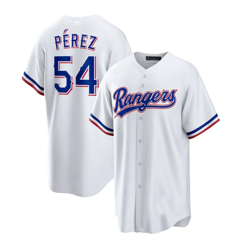 Texas Rangers #54 Mart¨ªn P¨¦rez White Home Replica Player Jersey Baseball Jerseys-NBA Celebrity Game Jerseys -