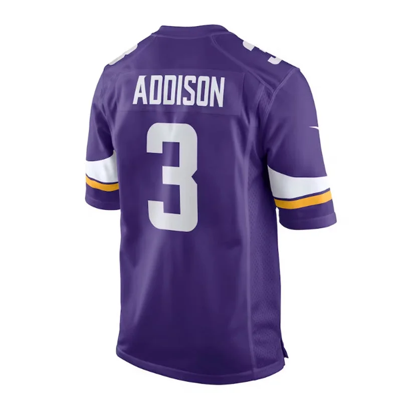 MN.Vikings #3 Jordan Addison 2023 Draft First Round Pick Game Jersey - Purple Stitched American Football Jerseys-NFL 100th Anniversary Jerseys -