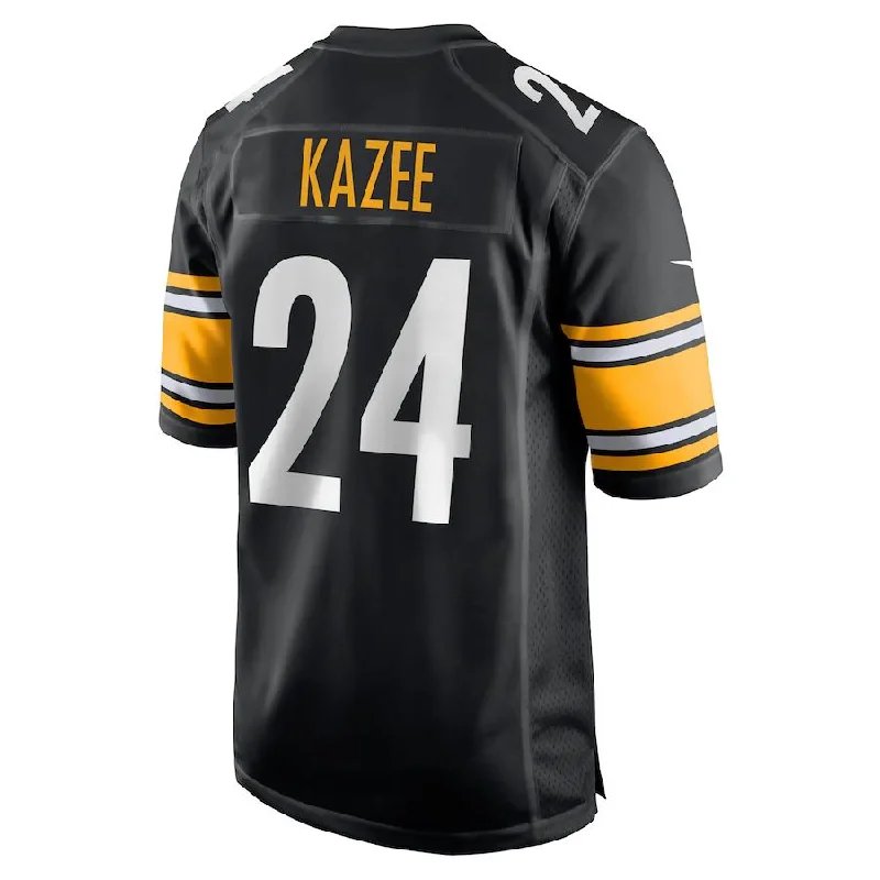 P.Steelers #24 Damontae Kazee Black Game Player Jersey Stitched American Football Jerseys-NFL Limited Edition Jerseys -