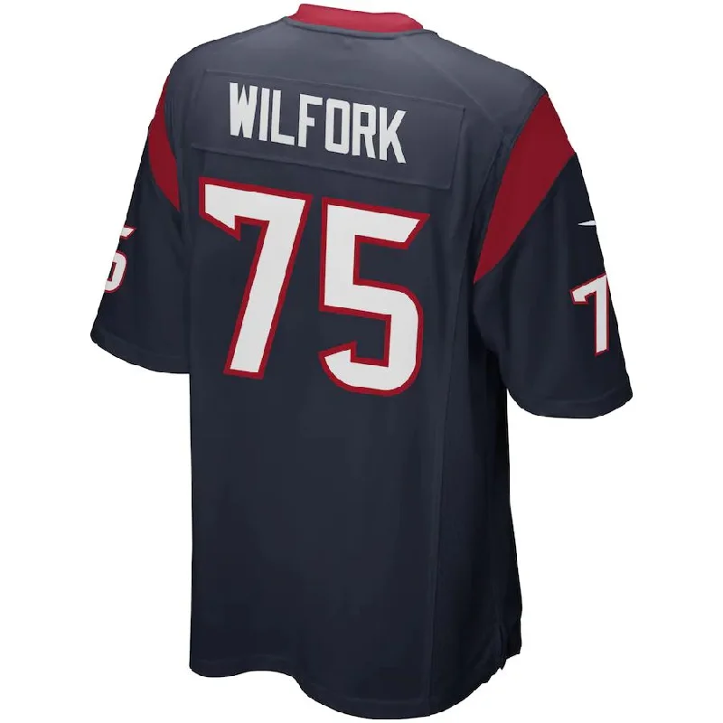 H.Texans #75 Vince Wilfork Navy Blue Game Jersey Stitched American Football Jerseys-NFL Vintage Football Jerseys -