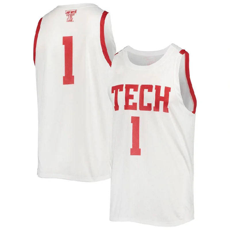 #1 T.Tech Red Raiders Under Armour Alternate Replica Basketball Jersey White Stitched American College Jerseys-NBA Alternative Jerseys -