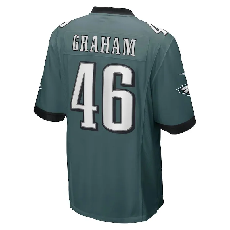 P.Eagles #46 Jaeden Graham Midnight Green Game Player Jersey Stitched American Football Jerseys-NFL Short Sleeve Football Jerseys -