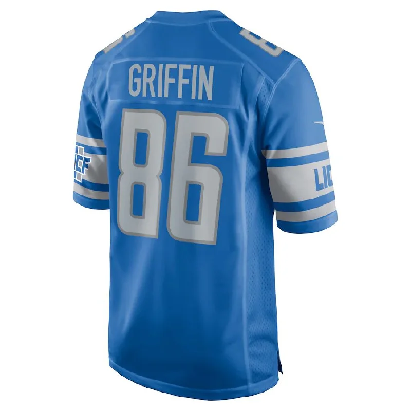 D.Lions #86 Garrett Griffin Blue Player Game Jersey Stitched American Football Jerseys-NFL Autographed Jerseys -