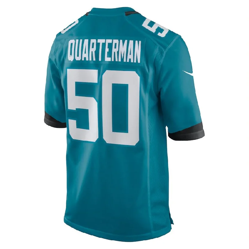 J.Jaguars #50 Shaquille Quarterman Teal Game Jersey Stitched American Football Jerseys-NFL Short Sleeve Football Jerseys -