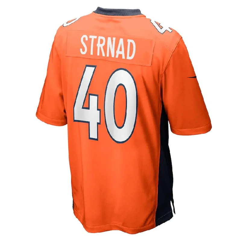 D.Broncos #40 Justin Strnad Orange Game Jersey Stitched American Football Jerseys-NFL Youth Football Jerseys -