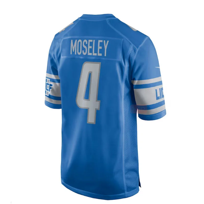 D.Lions #4 Emmanuel Moseley Game Jersey - Blue Stitched American Football Jerseys-NFL Vapor Limited Jerseys -