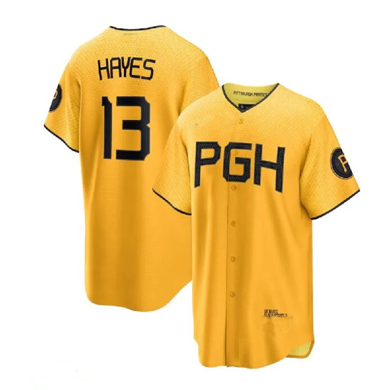 Pittsburgh Pirates #13 Ke'Bryan Hayes 2023 City Connect Replica Player Jersey - Gold Baseball Jerseys-NBA Special Edition Jerseys -