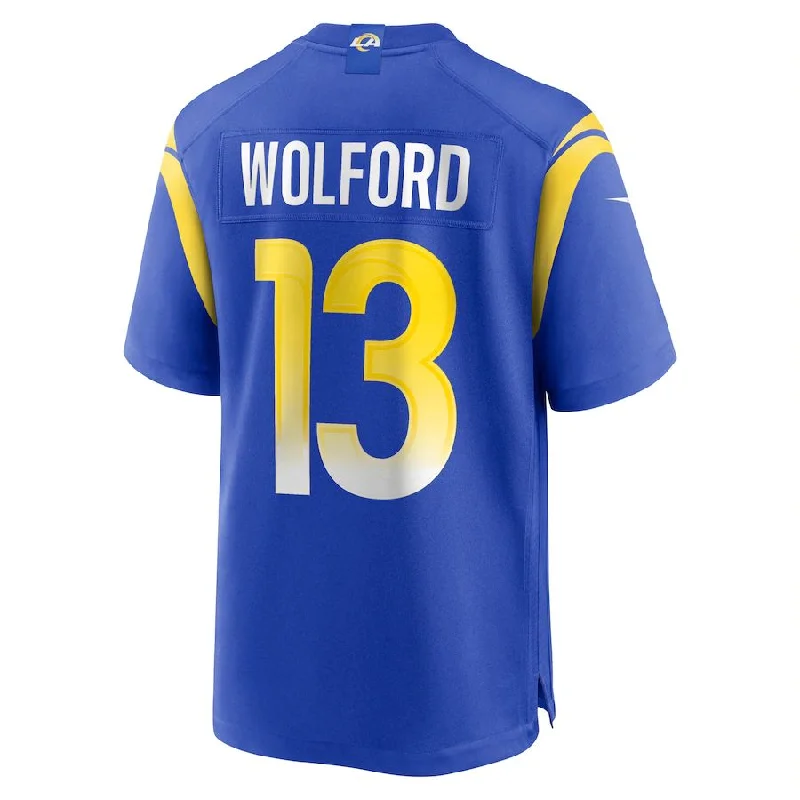 LA.Rams #13 John Wolford Royal Game Player Jersey Stitched American Football Jerseys-NFL Stadium Jerseys -