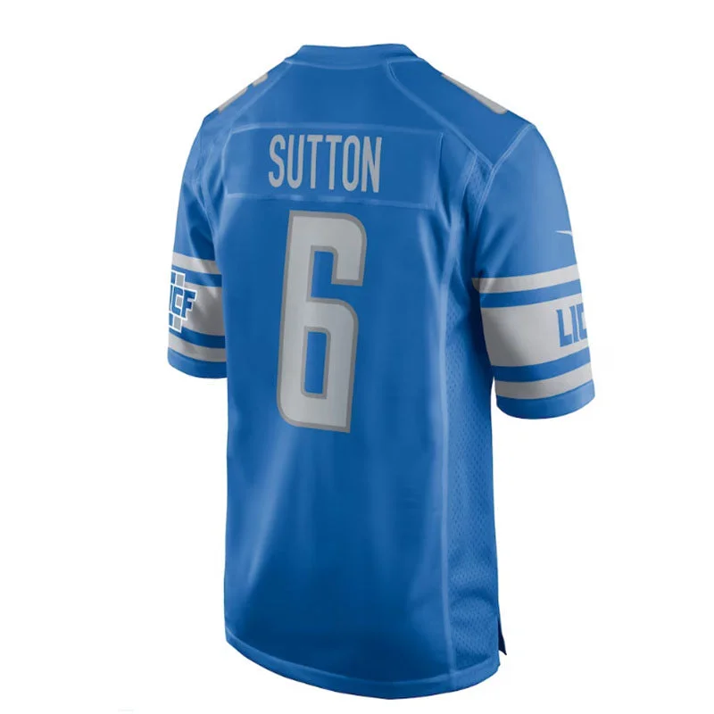 D.Lions #6 Cam Sutton Game Player Jersey - Blue Stitched American Football Jerseys-NFL Player Edition Jerseys -