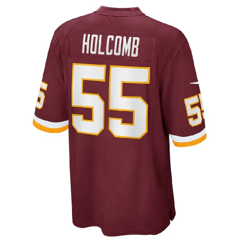 W.Football Team #55 Cole Holcomb Burgundy Game Player Jersey Stitched American Football Jerseys-NFL Home & Away Jerseys -