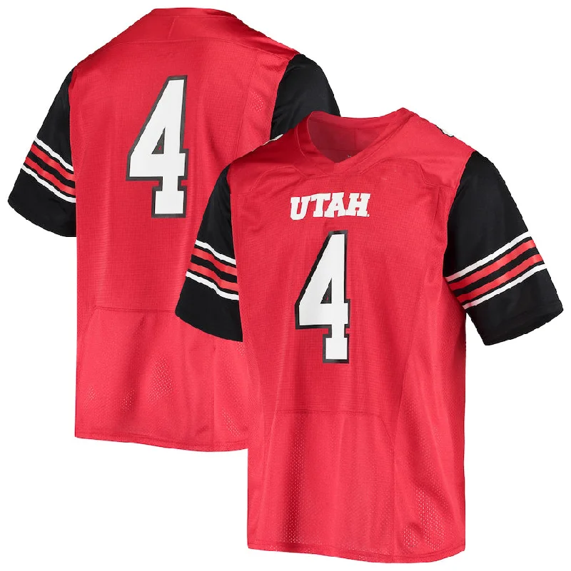 #4 U.Utes Under Under Armour Logo Replica Football Jersey Red Stitched American College Jerseys-NBA Adidas Basketball Jerseys -