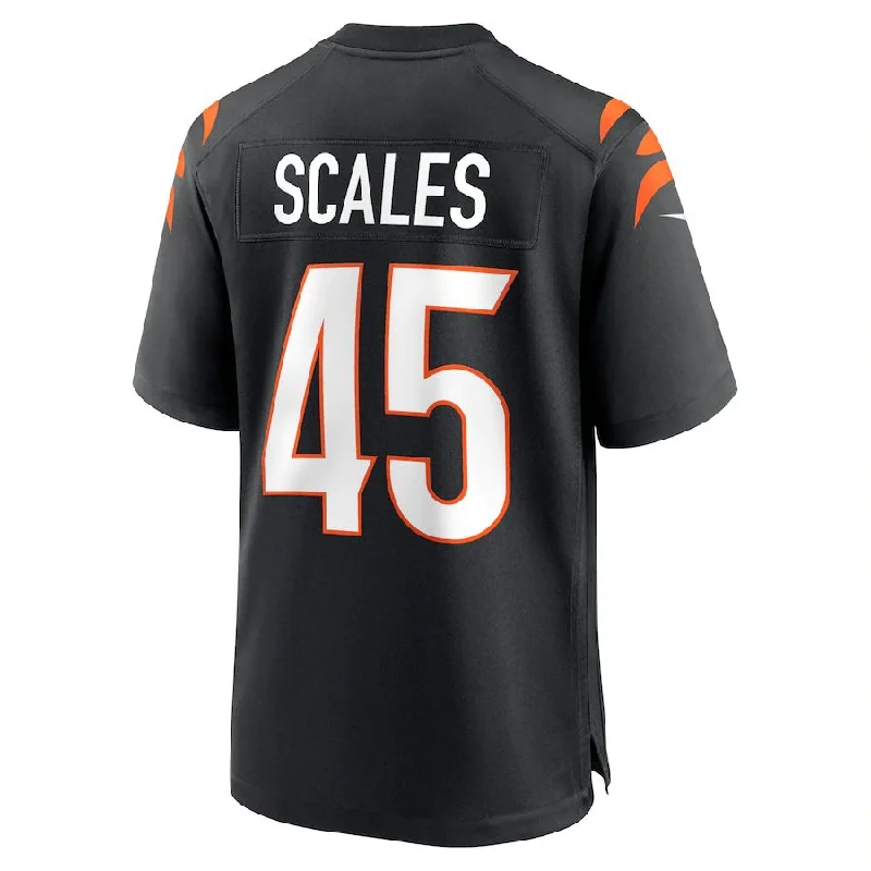 C.Bengals #45 Tegray Scales Black Game Player JerseyStitched American Football Jerseys-NFL Hall of Fame Jerseys -