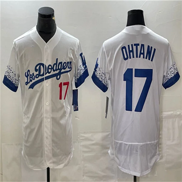 Los Angeles Dodgers #17 Shohei Ohtani White Home Authentic Patch Jersey Baseball Jerseys-NBA College Throwback Jerseys -