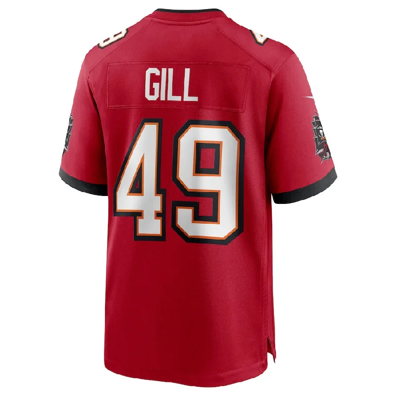 TB.Buccaneers #49 Cam Gill Red Game Jersey Stitched American Football Jerseys-NFL Short Sleeve Football Jerseys -