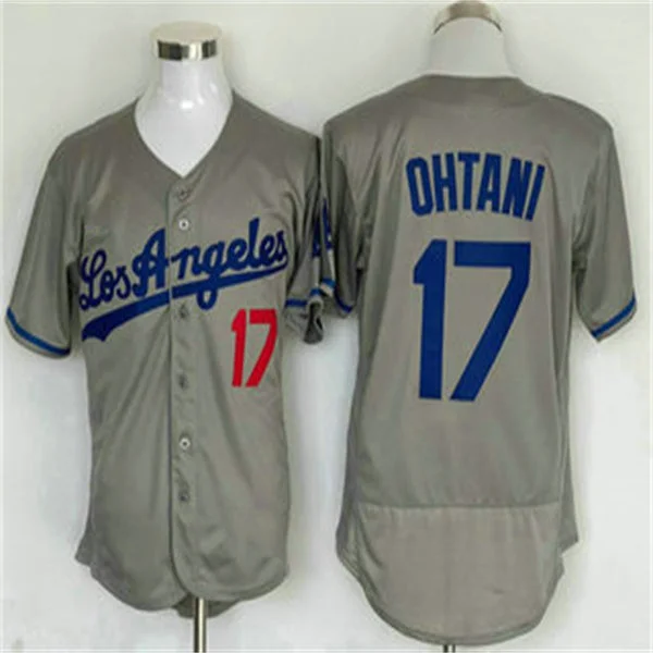 Los Angeles Dodgers #17 Shohei Ohtani Gray Home Authentic Patch Jersey Baseball Jerseys-NBA Replica Jerseys for Fans -