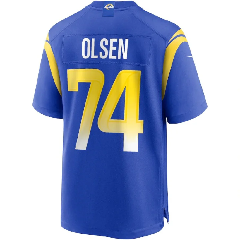 LA.Rams #74 Merlin Olsen Royal Game Retired Player Jersey Stitched American Football Jerseys-NFL New Season Jerseys -