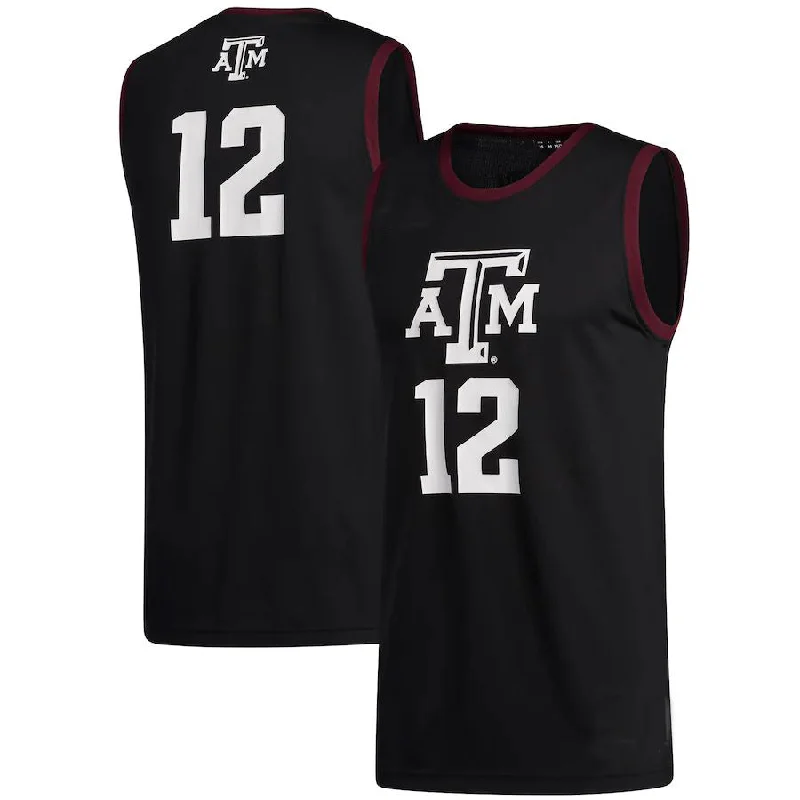 #12 T.A&M Aggies Swingman Jersey Black Stitched American College Jerseys-NBA Throwback Jerseys -