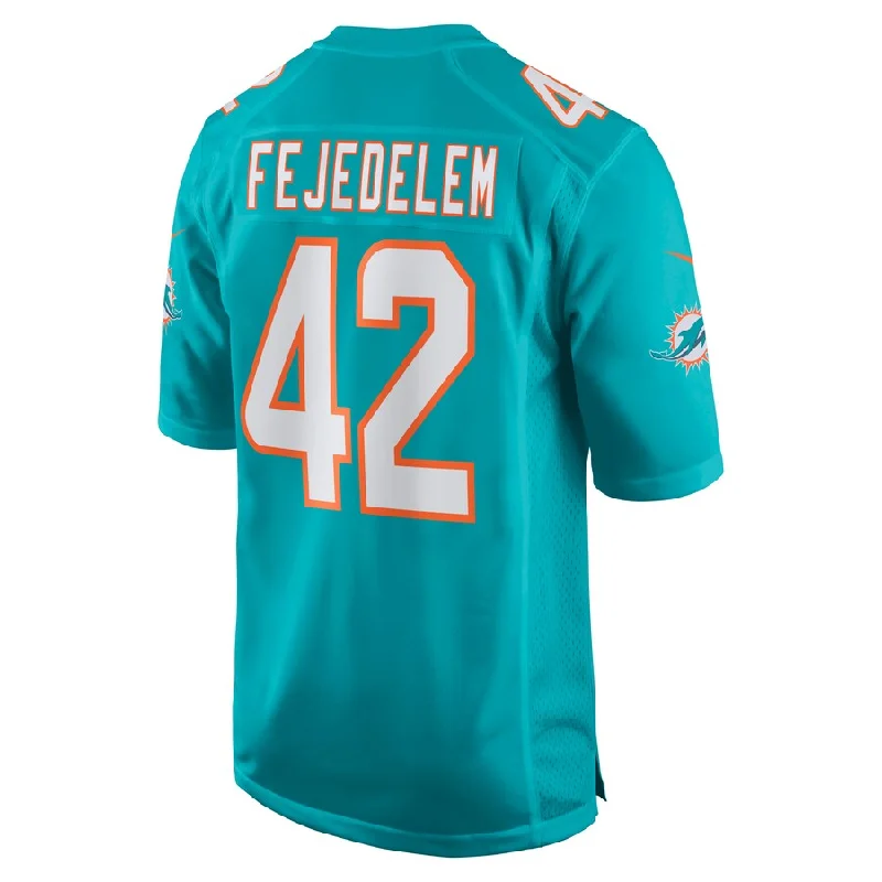 M.Dolphins #42 Clayton Fejedelem Aqua Game Jersey Stitched American Football Jerseys-NFL Classic Football Jerseys -