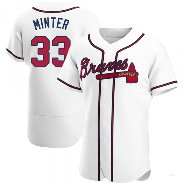 Atlanta Braves #33 A.J. Minter White Home Jersey Stitches Baseball Jerseys-NBA Celebrity Game Jerseys -