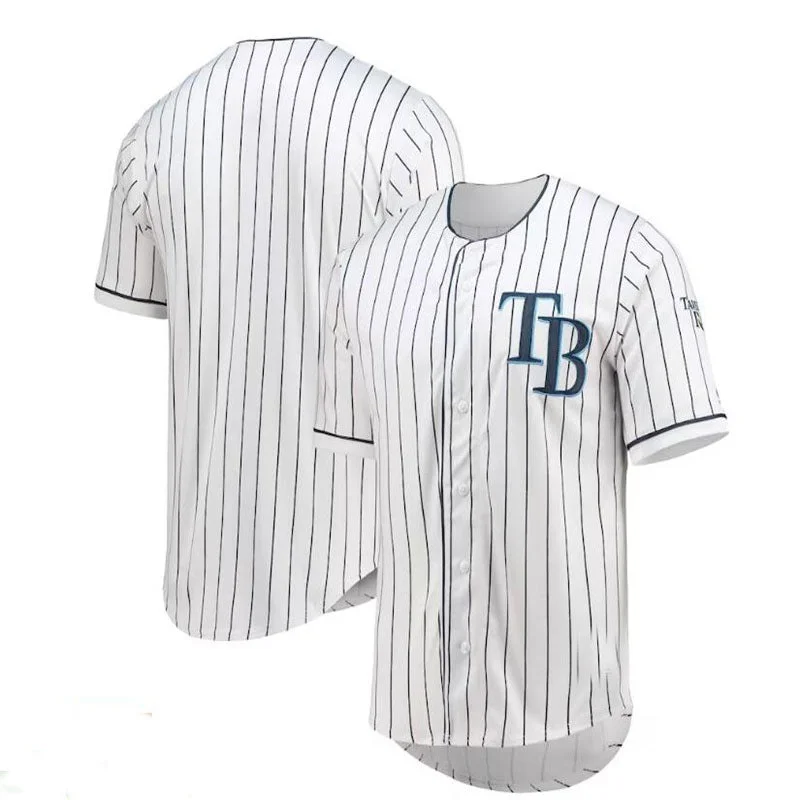 Tampa Bay Rays  True-Fan White Navy Pinstripe Jersey Baseball Jerseys-NBA Icon Edition Jerseys -