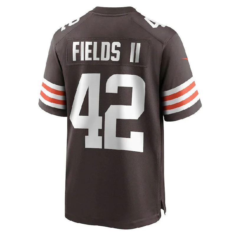 C.Browns #42 Tony Fields II Brown Game Jersey Stitched American Football Jerseys-NFL Official Licensed Jerseys -