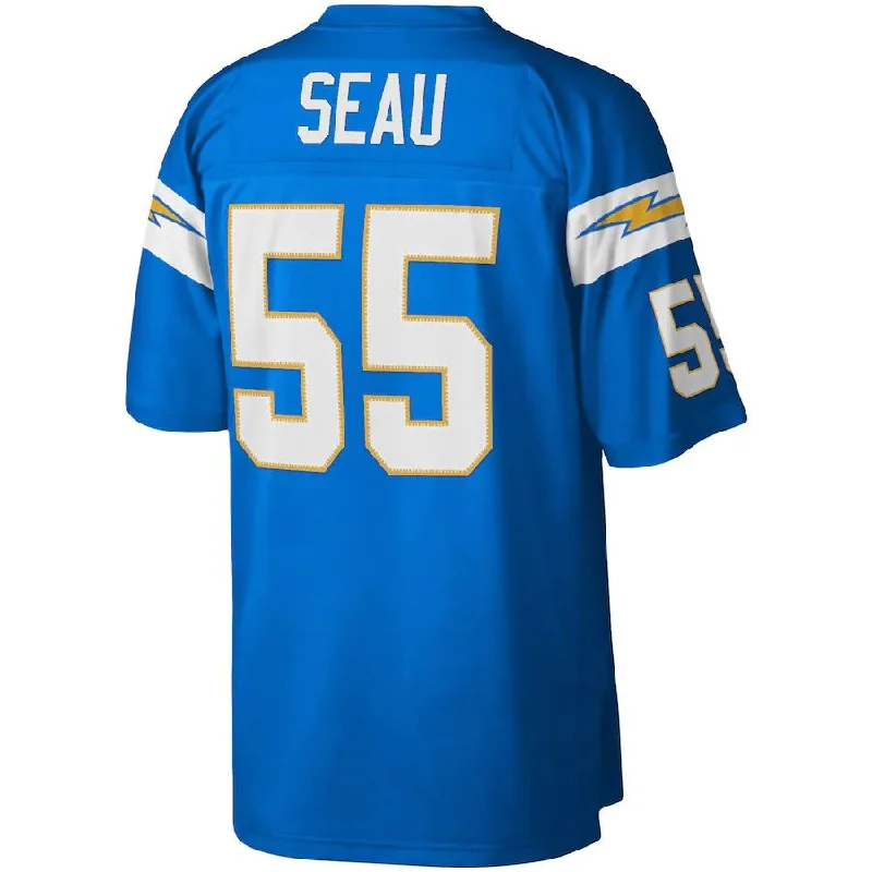 LA.Chargers #55 Junior Seau Mitchell & Ness Powder Blue Big & Tall 2002 Retired Player Replica Jersey Stitched American Football Jerseys-NFL New Season Jerseys -