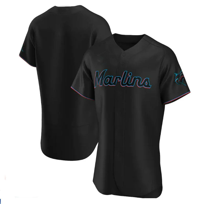 Miami Marlins  Black Alternate Authentic Team Jersey Baseball Jerseys-NBA Icon Edition Jerseys -