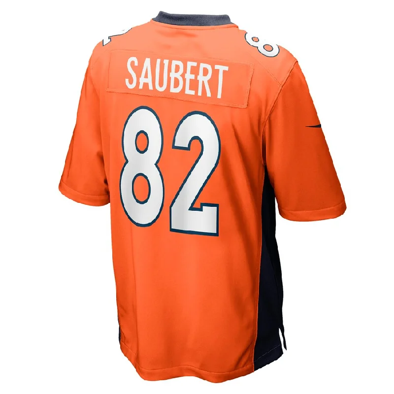 D.Broncos #82 Eric Saubert Orange Game Jersey Stitched American Football Jerseys-NFL Home & Away Jerseys -