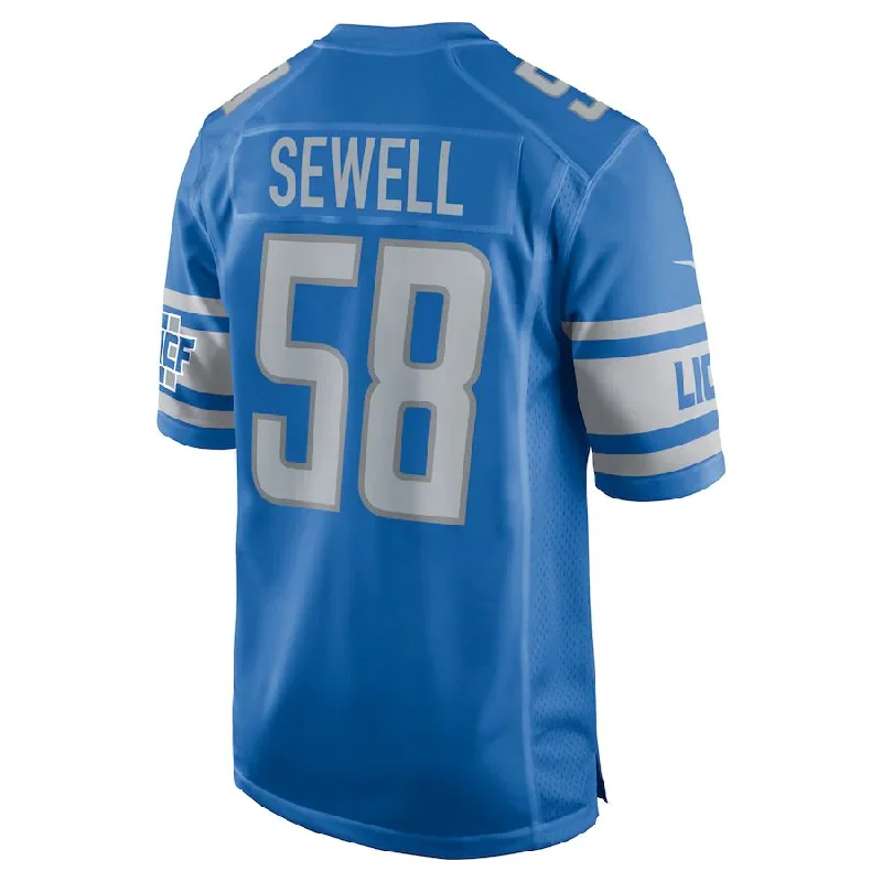 D.Lions #58 Penei Sewell Blue Game Jersey Stitched American Football Jerseys-NFL Hall of Fame Collection -