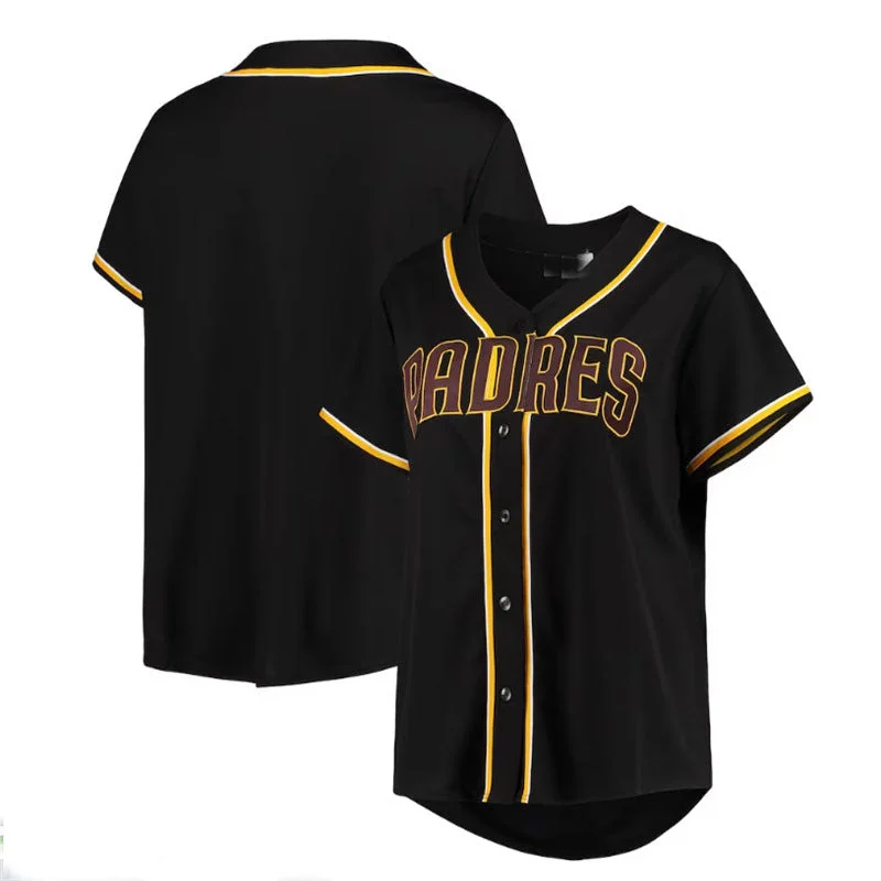 San Diego Padres Plus Size Pop Fashion Button-Up Jersey - Black Brown Baseball Jerseys-NBA Chinese New Year Jerseys -